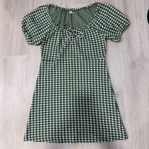 Madewell Green and White Gingham Mini Dress